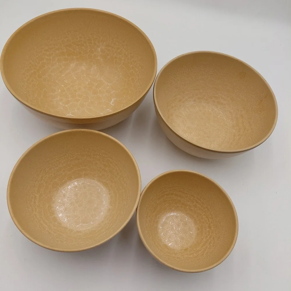 Set- 4 Ellinger's Nesting Mixing Bowls #20, 21, 22 & 23 Agatized Wood Wisconsin